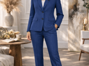 Women’s Blue Pinstripe Suit