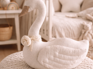 Handmade Swan Decor Pillow for Kids Room