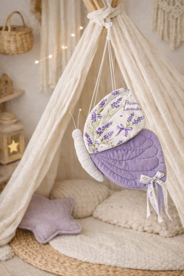 Lavender Butterfly Wall Decor – Handmade Fabric Butterfly Nursery Decoration