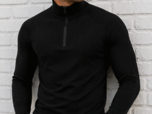 Men’s Merino Wool Quarter-Zip – Black