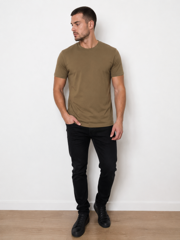 Men’s Coyote Merino Wool T-Shirt – 100% Merino Wool