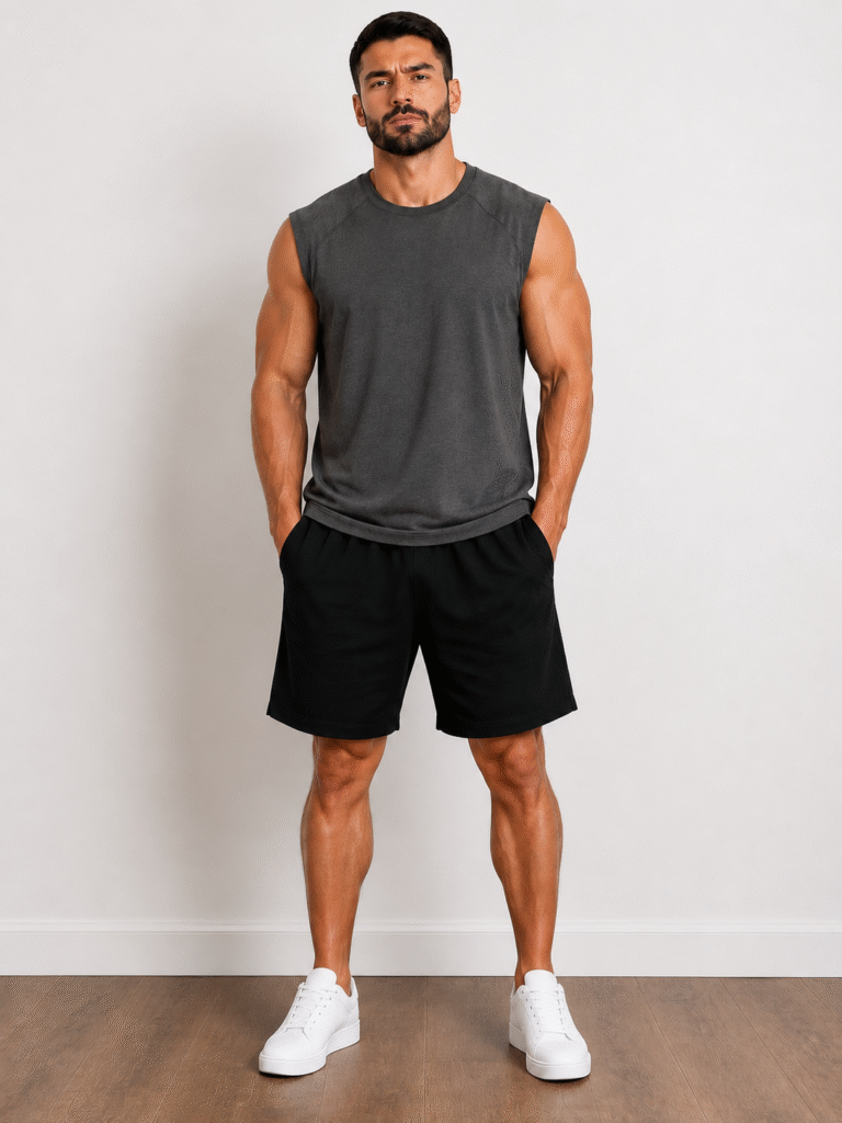 Men’s Dark Grey Sleeveless Muscle Tee