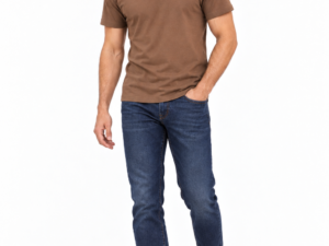 Men’s Brown V-Neck T-Shirt – Short Sleeve Top by CORELÉ